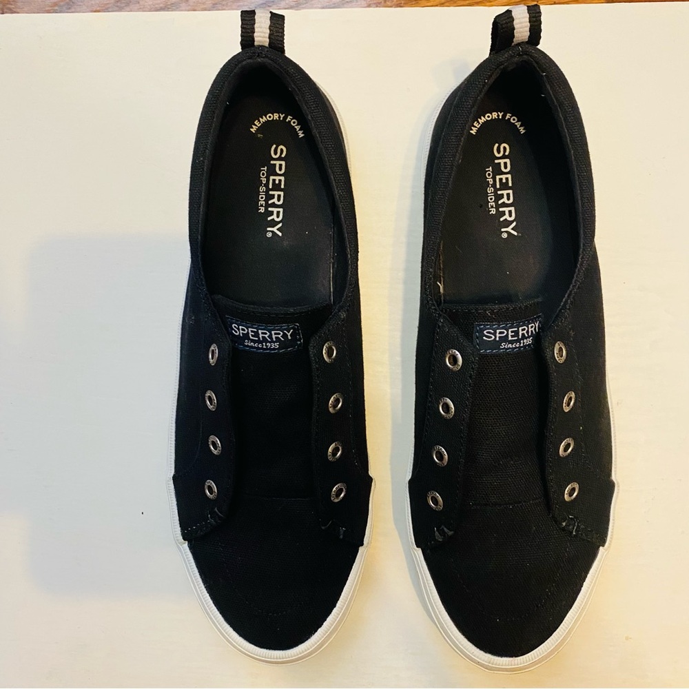 Sperry top sider Memery phone, black canvas sneakers